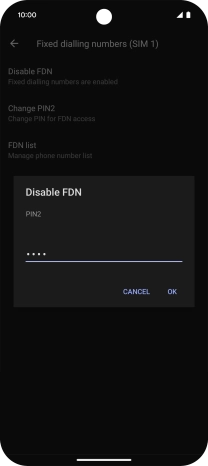 Key in your PIN2 and press OK. The default PIN2 is 1111.