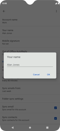 Key in the required sender name and press OK.