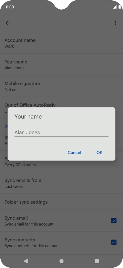 Key in the required sender name and press OK.