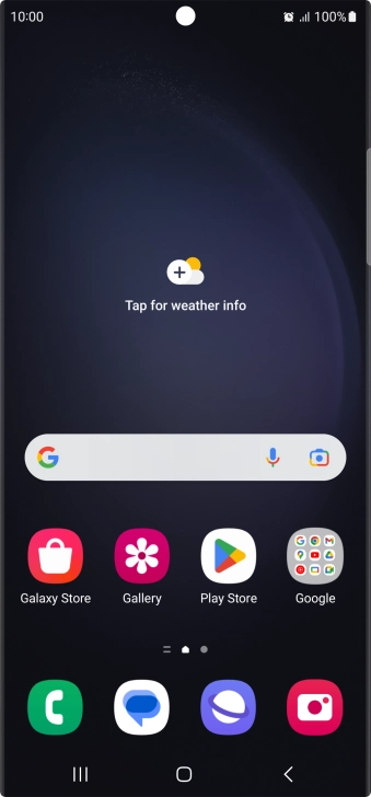 The alarm icon shows that the alarm is set.