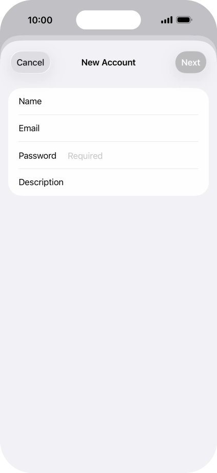 Press Password and key in the password for your email account. Press Password and key in the password for your email account.