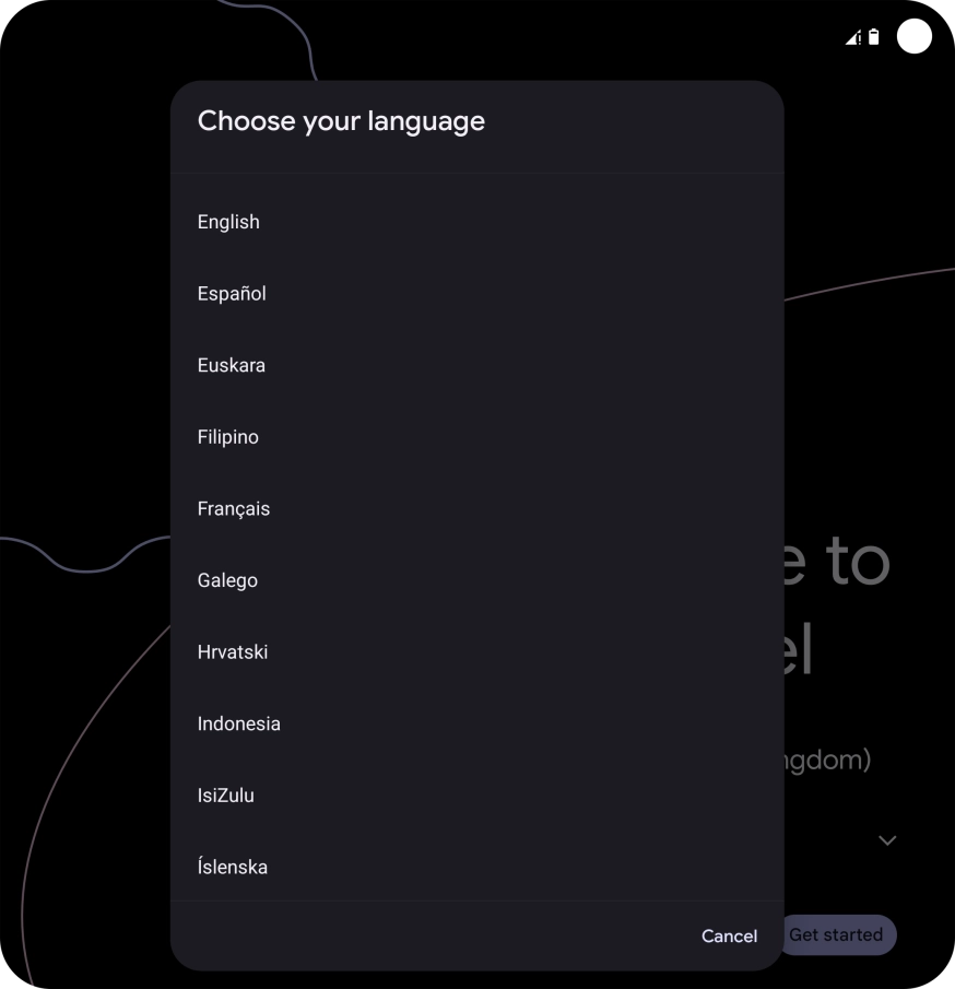 Press the required language. Press the required language.