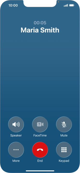 Press the end call icon to end the call and return to the home screen. Press the end call icon to end the call and return to the home screen.