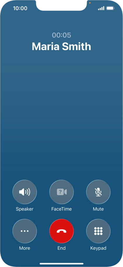 Press the end call icon to end the call and return to the home screen. Press the end call icon to end the call and return to the home screen.