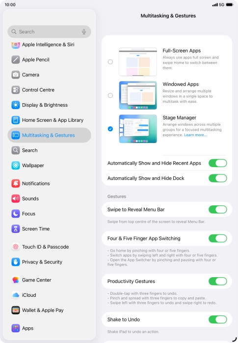Press the indicators next to the required settings to turn them on or off. Press the indicators next to the required settings to turn them on or off.