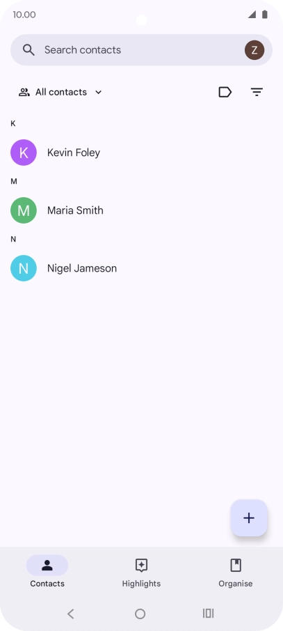 Press the new contact icon.
