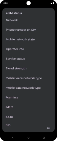 Your phone's EID number is displayed below EID. Your phone's EID number is displayed below EID.