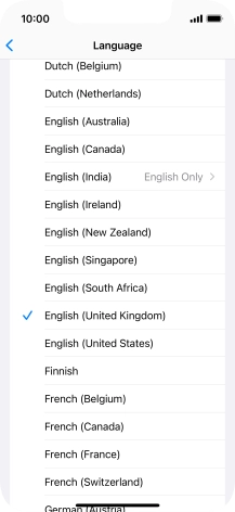 Press the required language. Press the required language.