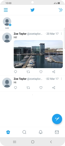 Press the new tweet icon. Press the new tweet icon.