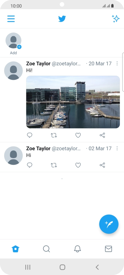 Press the new tweet icon. Press the new tweet icon.