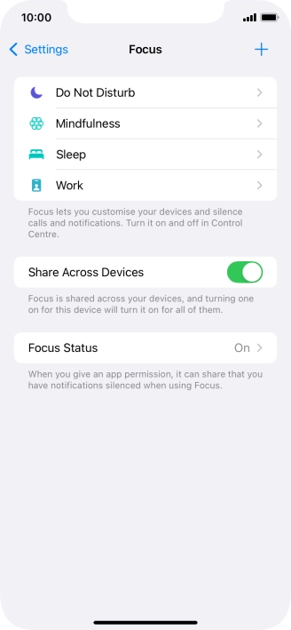 Press the required focus mode.