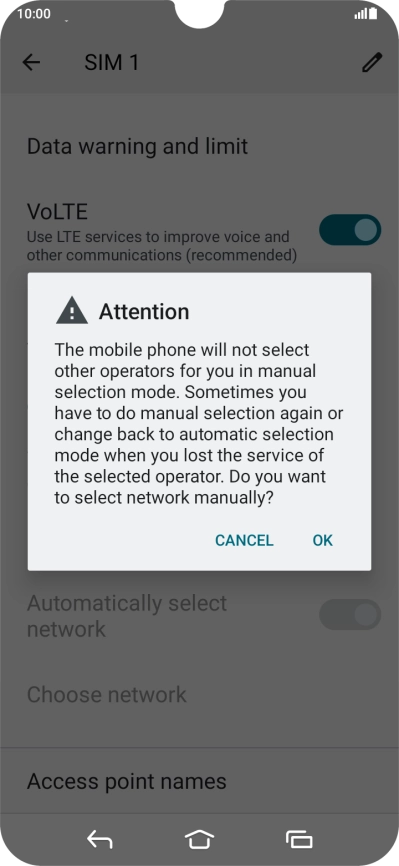 Press OK and your phone will search for networks.