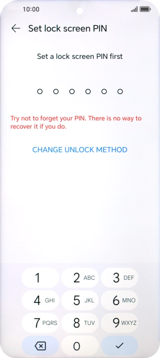 Press CHANGE UNLOCK METHOD. Press CHANGE UNLOCK METHOD.