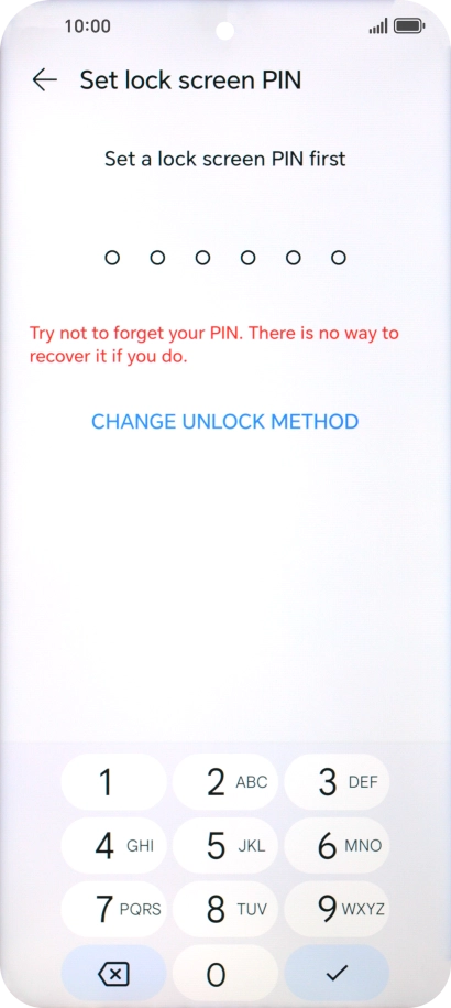 Press CHANGE UNLOCK METHOD. Press CHANGE UNLOCK METHOD.