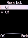 Select On and press the Left selection key.