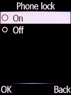 Select On and press the Left selection key. Select On and press the Left selection key.