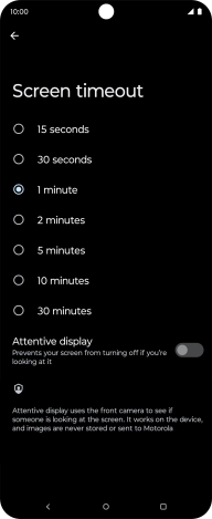 Press the required setting.