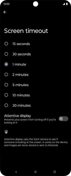 Press the required setting.
