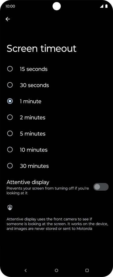 Press the required setting.