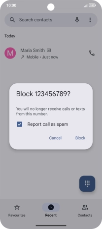 To report the number as spam, press the field next to To report the number as spam, press the field next to