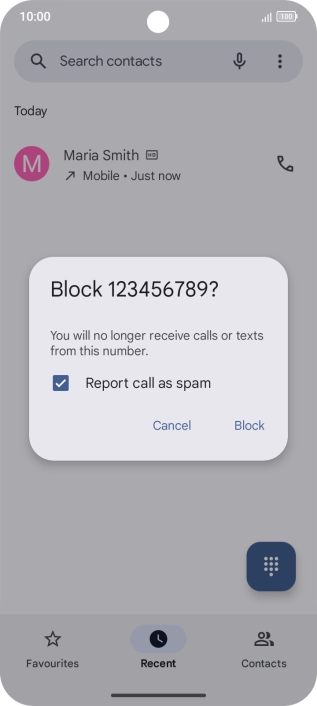 To report the number as spam, press the field next to To report the number as spam, press the field next to
