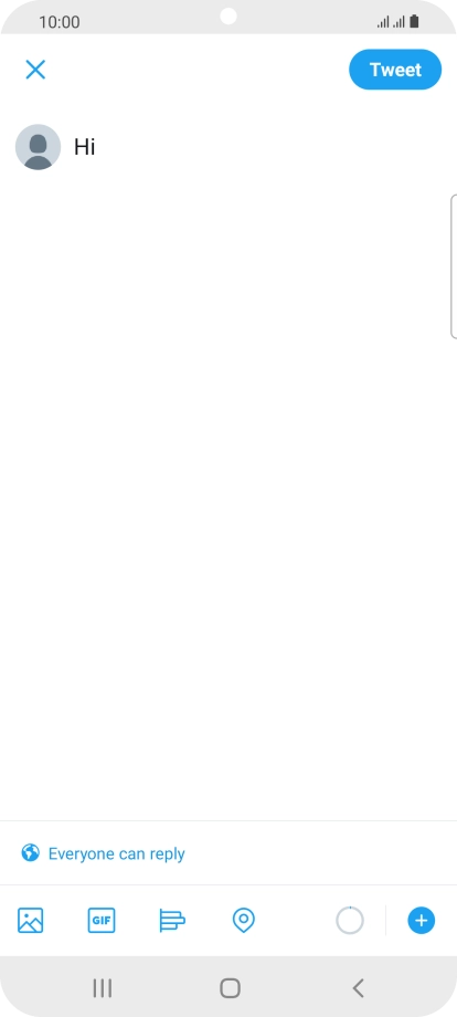 Write the required text and press Tweet. Write the required text and press Tweet.
