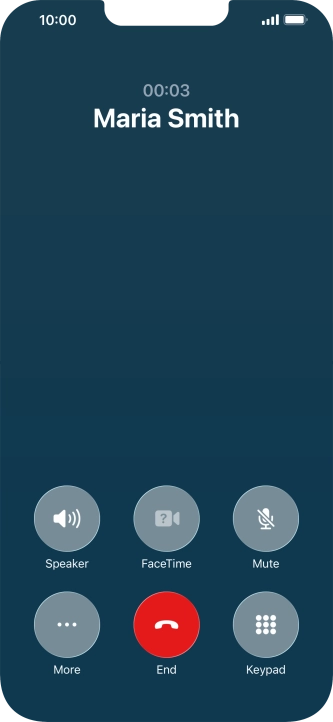 Press the end call icon to end the call and return to the home screen. Press the end call icon to end the call and return to the home screen.