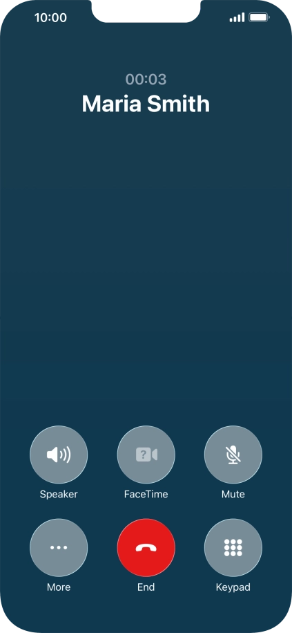 Press the end call icon to end the call and return to the home screen. Press the end call icon to end the call and return to the home screen.