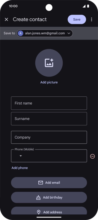 Press the address book drop down list. Press the address book drop down list.