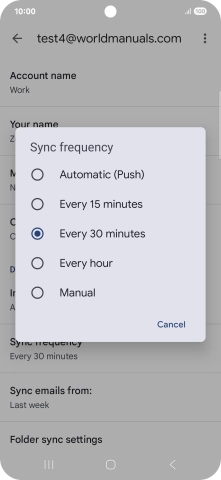 Press the required setting.
