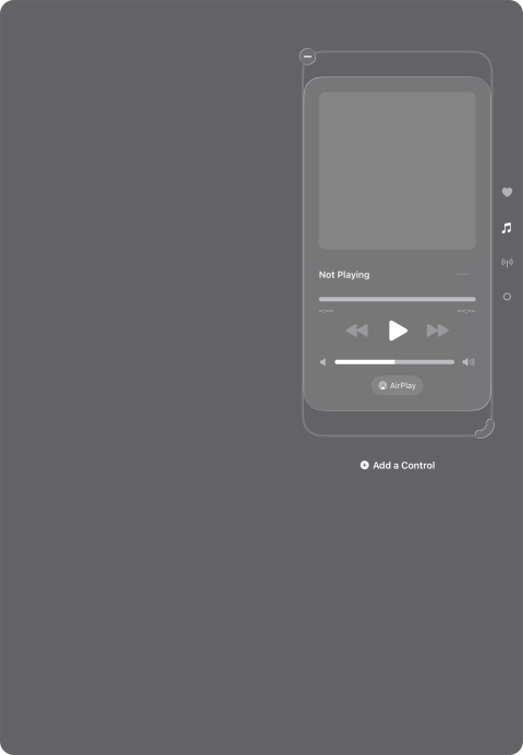 Press the remove icon on the required function to remove it from Control Centre. Press the remove icon on the required function to remove it from Control Centre.