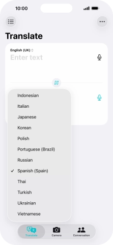 Press the required target language. Press the required target language.
