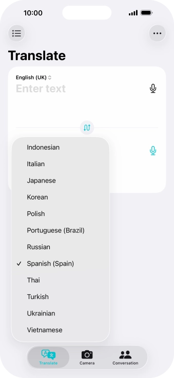 Press the required target language. Press the required target language.