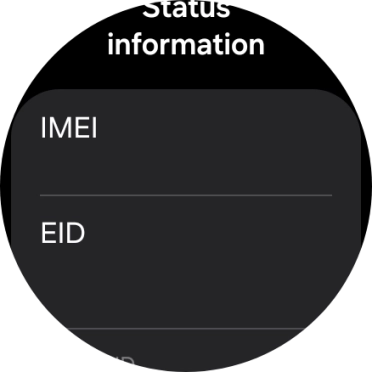 Your smartwatch's EID number is displayed below EID. Your smartwatch's EID number is displayed below EID.