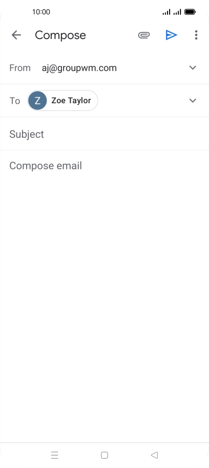 Press Subject and key in the subject for the email message. Press Subject and key in the subject for the email message.