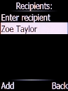 Highlight the required contact and press the Left selection key.