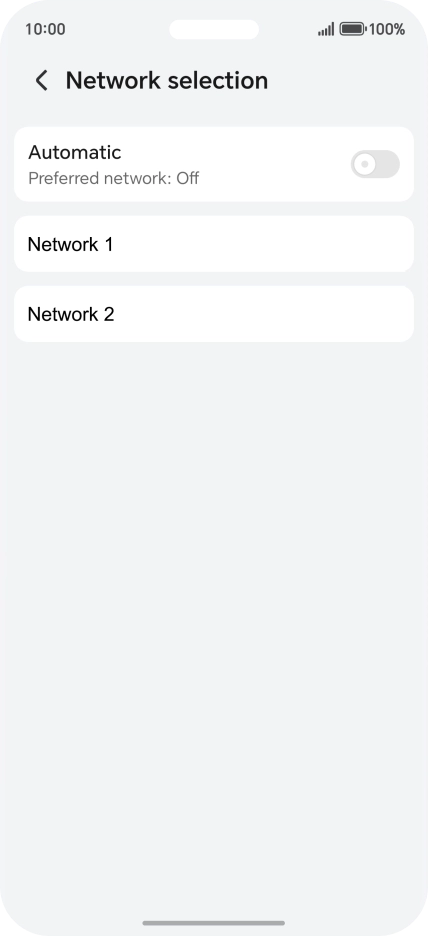 Press the required network. Press the required network.