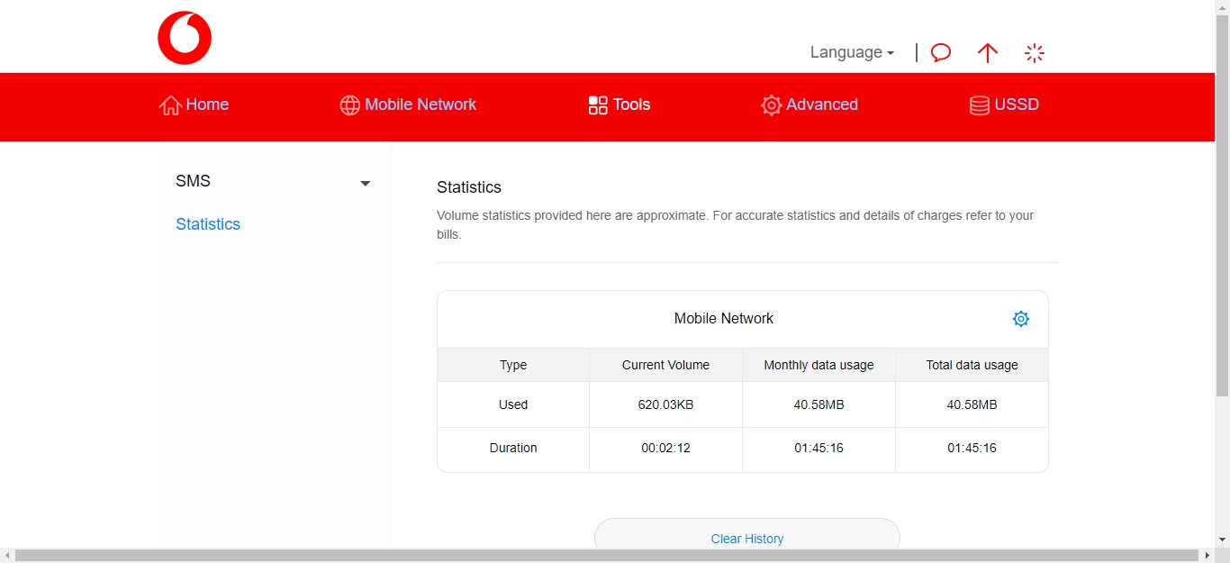 The data usage overview is displayed.