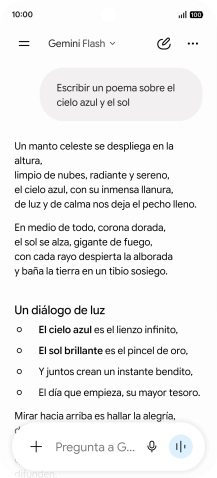 A Gemini le puedes pedir que genere un texto a partir de una descripción tuya.