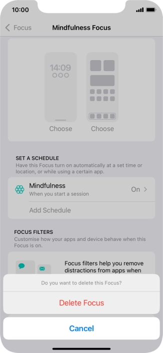 Press Delete Focus.