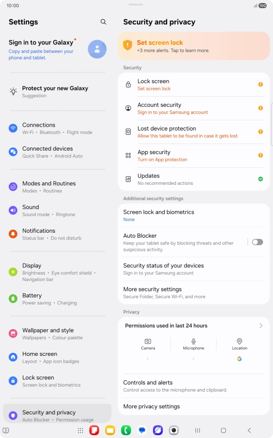 Press More security settings. Press More security settings.