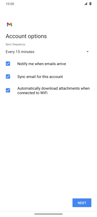 If this screen is displayed, you email account has been recognised and set up automatically. Follow the instructions on the screen to key in more information and finish setting up your phone.