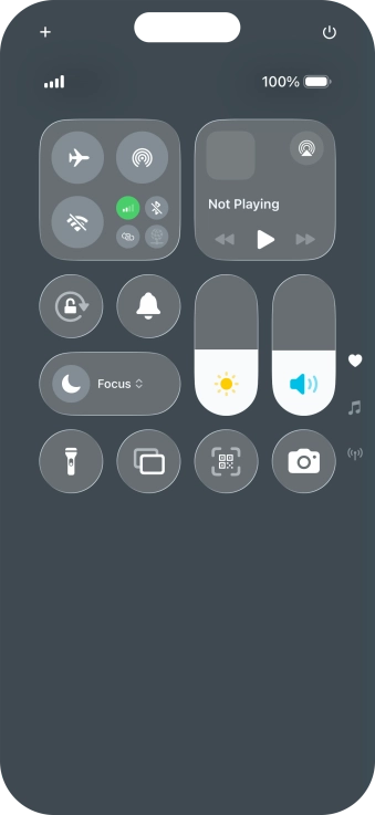 Slide your finger up or down on the screen to select the required Control Centre page. Slide your finger up or down on the screen to select the required Control Centre page.