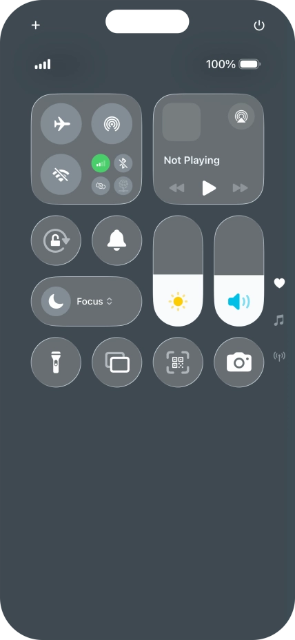 Slide your finger up or down on the screen to select the required Control Centre page. Slide your finger up or down on the screen to select the required Control Centre page.