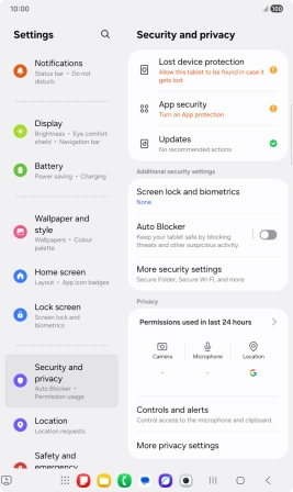 Press More security settings. Press More security settings.