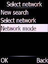 Select Network mode and press the Left selection key.