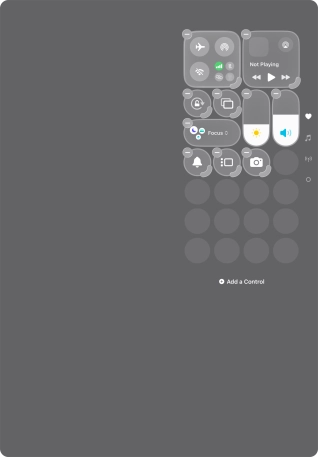 Press Add a Control and follow the instructions on the screen to add the required function to Control Centre. Press Add a Control and follow the instructions on the screen to add the required function to Control Centre.