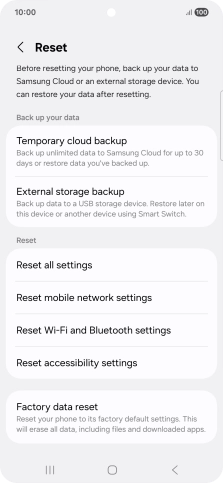 Press Factory data reset.