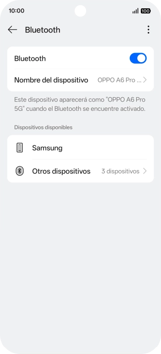 Pulsa el dispositivo Bluetooth deseado y sigue las indicaciones de la pantalla para vincular el dispositivo al teléfono. Pulsa el dispositivo Bluetooth deseado y sigue las indicaciones de la pantalla para vincular el dispositivo al teléfono.