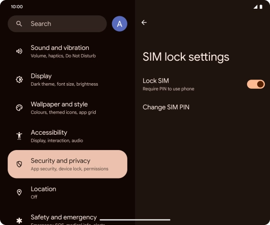 Press Change SIM PIN.